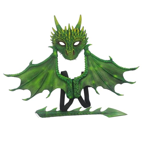 SHITOOMFE Kinder Dinosaurierkostüm, Dragon Kostümset enthält Flügelmaskenschwanz für Halloween Masquerade Party Cosplay SHITOOMFE Kinder Dinosaurierkostüm, Dragon Kostümset enthält Flügelmaskenschwanz für Halloween Masquerade Party Cosplay von SHITOOMFE