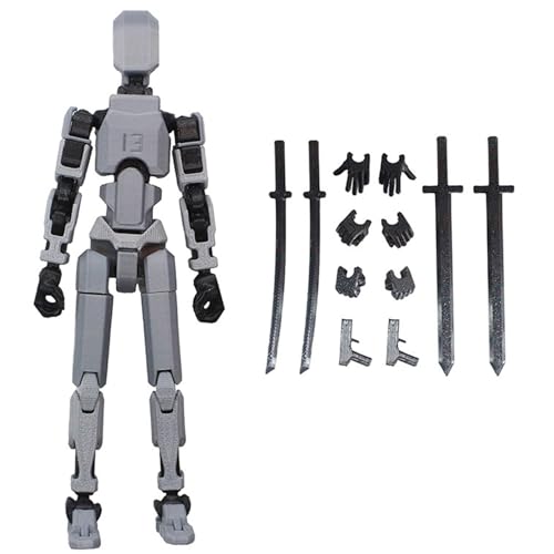 SHITOOMFE Posiable Figure Action-Figuren mit Armen Mechanische Aktion Figur Modell DIY Posenable Abbildung 5.4inde Dekorative Aktion Figure Körper für Tischlager, grau-schwarz von SHITOOMFE