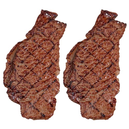 SHITOOMFE Realistische Lebensmittel Requisiten gefälschter Steak 2pcs PVC Simuliertes Steak Spielzeug lebensech gefälschtes Fleisch künstliche Roastbeeffleischmodell Realistische Lebensmittel Requisi von SHITOOMFE