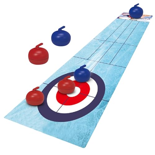 SHITOOMFE Tabletop Curling -Spiel mit 6PCS Mini Curling Bällen Interaktives Puck -Spiel tragbare lustige Family Party -Spiele für Kids 3+ und Erwachsene, Table Top Curling Game von SHITOOMFE