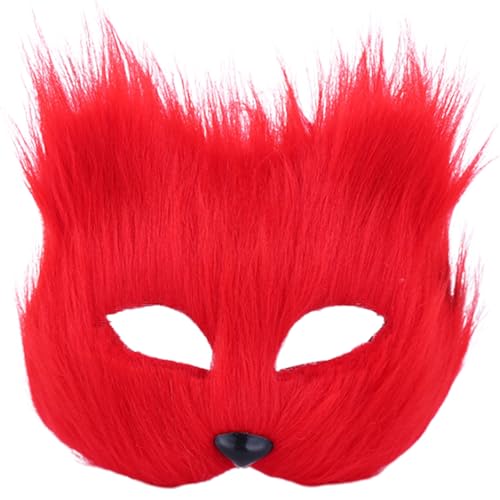 SHITOOMFE Therian Maske Therian Maske, Halbgesichtsfuchsmaske, atmungsaktive Tiermaske für erwachsene Kinder, weiches glattes Cosplay pelzige Kostüm für Maskerade Party Ostern Red von SHITOOMFE