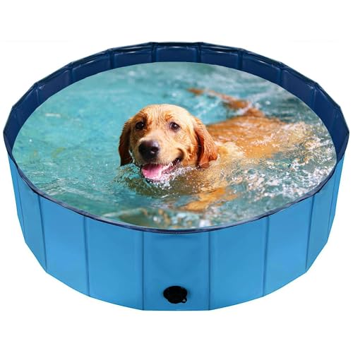 SHJOEE Planschbecken für Hunde und Kinder Faltbare Schwimmbecken Hundebadewanne PVC Hundepool für Große & Kleine Hunde Tragbar Schwimmbad für Katzen Swimmingpool Badewanne Wasserbecken für Hunde von SHJOEE