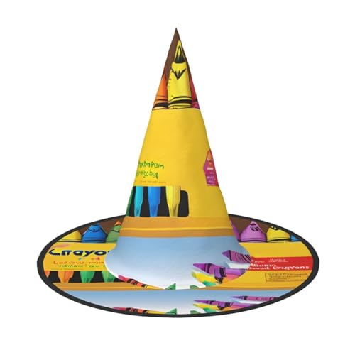 SHLXMDNZ Niedliche Buntstifte, Box-Druck, Halloween, Kegel, Hexenhut, Cosplay, für Frauen, Zaubererhut, Maskerade, Halloween-Party-Zubehör SHLXMDNZ Niedliche Buntstifte, Box-Druck, Halloween, Kegel, Hexenhut, Cosplay, für Frauen, Zaubererhut, Maskerade, Halloween-Party-Zubehör von SHLXMDNZ