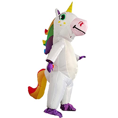 SHMIZZ Kostüm Aufblasbarer Einhorn Kostüm Aufblasbar Erwachsene Halloween-Kostüm Cosplay Kleidung Kostüm Aufblasbares Kostüm Lustige Party (weiß) von SHMIZZ