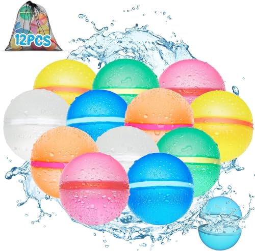 Wasserbomben Wiederverwendbar,12Stück Magnetische Wasserbomben Selbstschließend,Eine Sekunde Schnellfüller Wasserbomben,Wasserspielzeug, Poolspielzeug, Kinder und Erwachsene bei Sommer Outdoor Partys von SHOKUTO