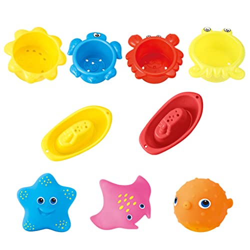 Interessante Niedliche Mehrfarbige Baby Badespielzeug Säule Schwimmendes Badespielzeug 9-teilige Formen Badespielzeug Für Kinder Badespielzeug Organizer von SHOOYIO