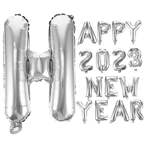 SHOWERORO 1 Satz 2023 Aluminiumfolienballon keine Dekorationen Folienballons für das neue Jahr new year decoration neujahrsdeko Designballons 2023 Luftballons für die Inneneinrichtung Silver von SHOWERORO