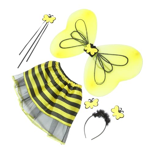 SHOWERORO 1 Satz Schmetterlingsflügel eingestellt Kinderkostüm verkleiden Feenflügel verkleiden Sich feenrock Fairy Skirt Kinderkleider Zauberstäbe für Kinder Kostümrock Plastik Yellow von SHOWERORO