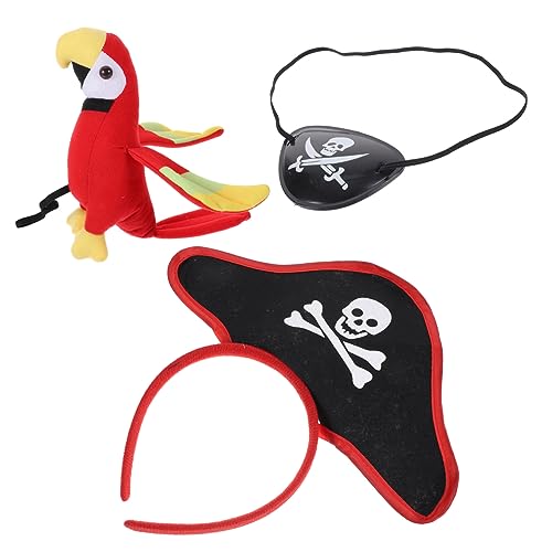 SHOWERORO 1 Satz ausgestopfter Papagei Piraten-Augenmaske Plüschvogel Halloween Kopfschmuck Halloween Kopfbedeckung Spielzeug puppenzubehör Requisiten zum Verkleiden von Piraten Piratenparty von SHOWERORO