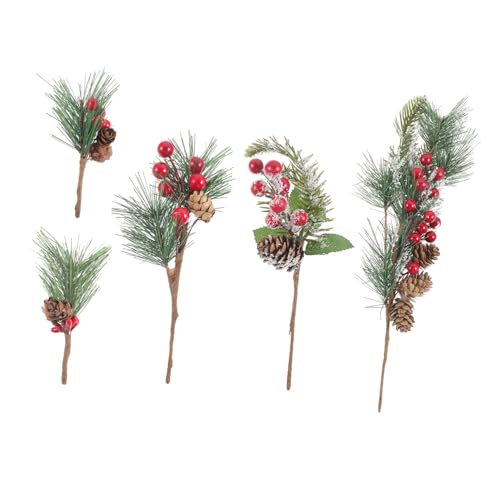 SHOWERORO 1 Satz weihnachtsdeko winterdeko weihnachtsblume weihnachtspresent wheinachtsgeschenk girlanden künstliche pflanzen links Weihnachten Pinien Picks DIY Beerenschmuck Weich-PVC von SHOWERORO