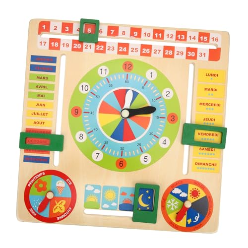 SHOWERORO 1 Set Kalenderuhr Spielzeuguhr Lernspielzeuguhr Montessori Kalender Kalender Multifunktionaler Holzkalender Lernspielzeuguhr Aus Holz von SHOWERORO