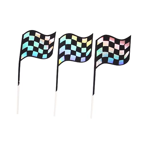 SHOWERORO 18 Stk Kuchenverzierung kuchen pickt geburtstag Checkered Flag Picks Zahnstocher mit Zielflagge Muffin-Topper cup cake decoration partydekoration Cupcake-Picks Kuchendekoration von SHOWERORO