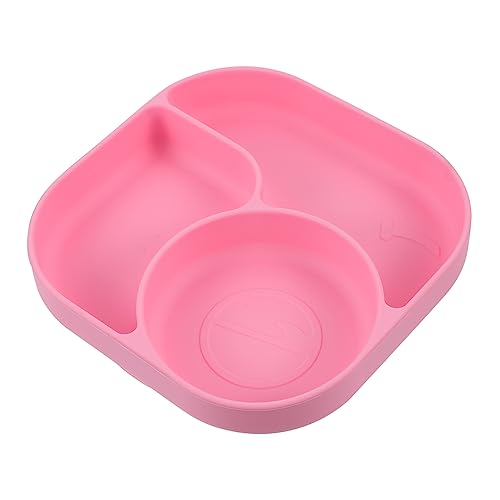 SHOWERORO 1Stk Teller Babybesteck obstschale kleinkind Kinderbesteck Saugplatten für Kleinkinder babygeschirr tableware Fachplatte für Kleinkind Platte für Babyfächer Kieselgel Rosa von SHOWERORO