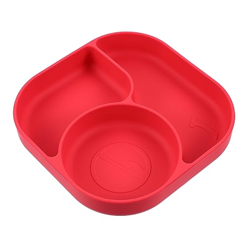 SHOWERORO 1Stk Teller saugnapf schüssel babygeschirr feeding plate Fachplatte für Kleinkind Kindertabletts zum Essen Saugplatte aus Silikon Platte für Babyfächer Kieselgel rot von SHOWERORO