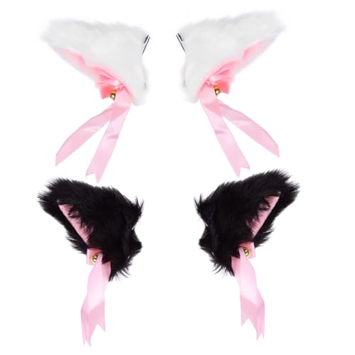 SHOWERORO 2 Paare Niedliche Katzenohren Haarclips Weiche Plüsch cosplay Haarschmuck mit Glocken Modische Katzenohren Haarnadeln für Halloween Kostümparty Alltag und Verkleidung SHOWERORO 2 Paare Niedliche Katzenohren Haarclips Weiche Plüsch cosplay Haarschmuck mit Glocken Modische Katzenohren Haarnadeln für Halloween Kostümparty Alltag und Verkleidung von SHOWERORO