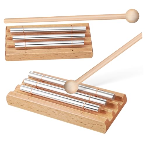 SHOWERORO 2 Sets Kinder Musikinstrument Xylophon Tuning Windspiel Röhren Glockenspiel Für Klassenzimmer Windspiele 3 Töne Handglocke Handspiel Musik Lernspielzeug Aldut Spielzeug Holz Beige von SHOWERORO