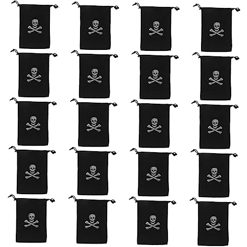 SHOWERORO 20 Stücke Pirate Beutel Halloween Kordelzug Taschen Polyester Candy Container Goldene Taschen Design von SHOWERORO