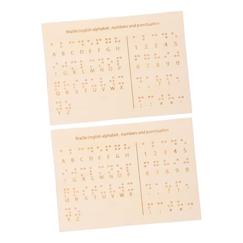 SHOWERORO 2st Braille-unterrichtsgeräte Braille-lernwerkzeug Brailletafel Mit Geschnitzten Punkten Alphabet-lerntafel Alphabet-übungsbrett Braille-nummerntafel Braille-übungstafel Holz Khaki von SHOWERORO