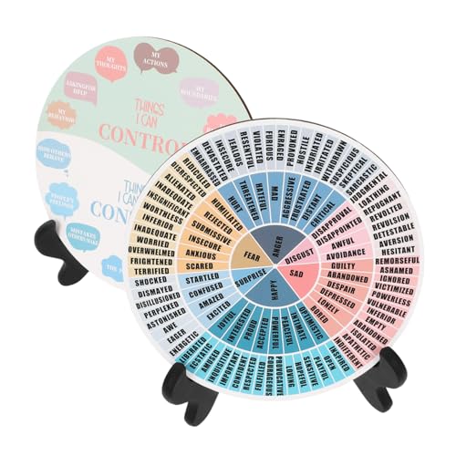 SHOWERORO 2st Raddiagramm Für Psychische Gesundheit Gefühle-emotionen-Diagramm Emotionsrad Mit Ständer Emotionsdiagramm Für Kinder Diagramm Der Emotionen Von Kindern Emotionsrad- Holz von SHOWERORO