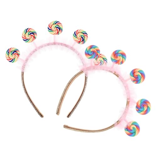 SHOWERORO 2st Stirnband Süßigkeiten-kostüm Für Damen Prinzessinnen-süßigkeiten Goldenes Ticket-kostüm Lollipop-kostüm Lollipop Kostüm Damen Süßigkeiten Haarschmuck Lutscherkrone Stoff von SHOWERORO