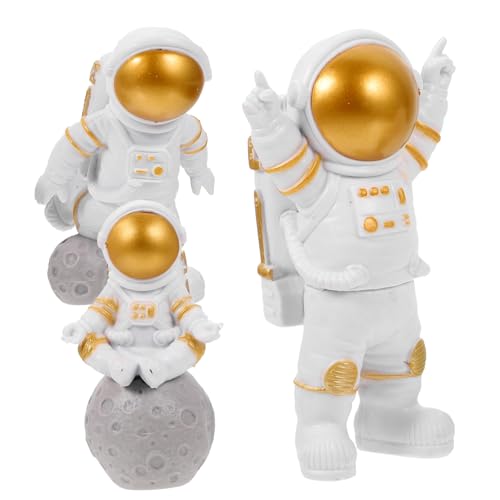 SHOWERORO 3St Raumkuchendekoration kreative kuchenverzierung Astronautenfigur für Kinder birthday cake decoration birthday cake topper Astronauten-Kuchendekor Geburtstagskuchen-Ornament PVC von SHOWERORO