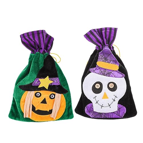 SHOWERORO 4 Stück Halloween-Tasche mit Kordelzug Süßigkeitenbeutel für Halloween Goodie-Bags behandeln halloween kinder party halloween kinderparty Halloween kleine Geschenktüten Vlies von SHOWERORO