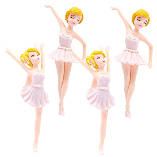 SHOWERORO 4 Stück Mädchen Kuchendekoration Miniaturfiguren Ballett Tänzerin Statue Tanzendes Mädchen Ornament Ballett Mädchen Skulptur Geburtstagskuchen Ornament Kuchen von SHOWERORO