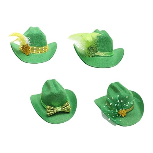 SHOWERORO 4 Stück Schleife Irish St Patricks Hut Haarspange Partyzubehör Party Haarnadel Haarklammer Dekor Mini Partyhut Dekorative Haarnadel Hut Design Haarklammer Grüne von SHOWERORO