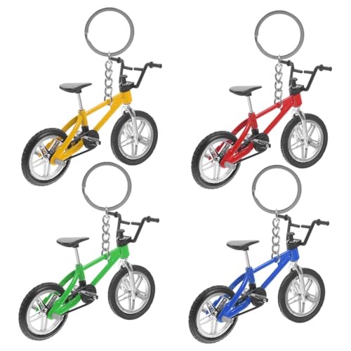 SHOWERORO 4 Stück Schlüsselanhänger Finger-mountainbike Finger-bike-rennanhänger Mini-fahrradmodelle Miniatur-mountainbike-modelle Fingerbike-modell Mini-fahrrad-spielzeugmodelle Legierung von SHOWERORO