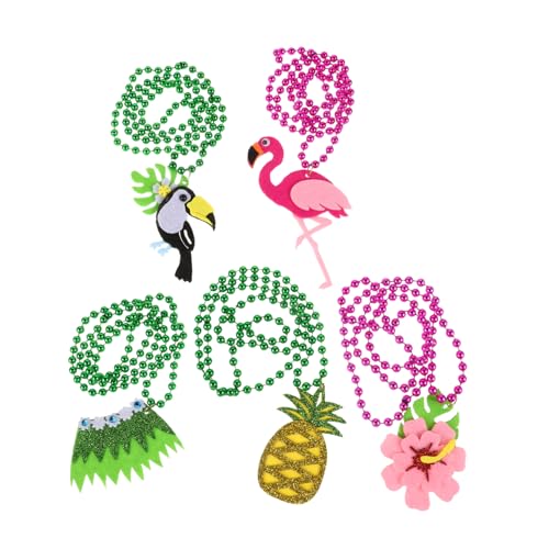 SHOWERORO 5 Stück Hawaiianische Party Halskette Mit Ananas Dekor Choker Halsketten Für Frauen Hawaiianische Halskette Mit Strandmotiv Perlenkette Halskette Für Hawaiianischen Strand von SHOWERORO