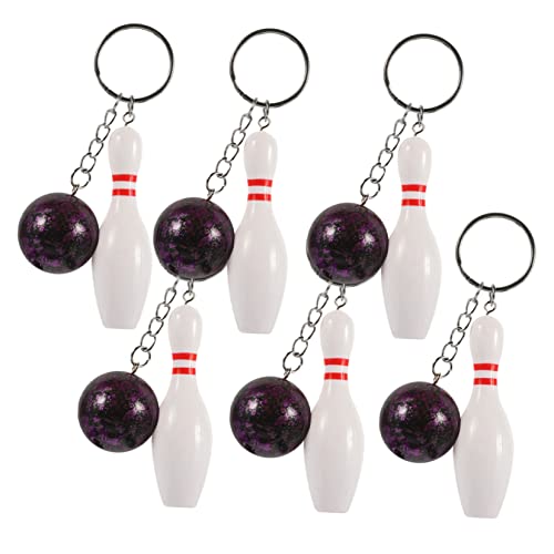 SHOWERORO 6St Bowling-Schlüsselanhänger Mini-Schlüsselanhänger Bowlingspieler Schlüsselanhänger Bowlingkugeln schlüsselkette Neuheit Schlüsselanhänger Geldbeutel-Anhänger PVC Violett von SHOWERORO