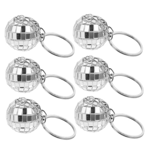 SHOWERORO 6st Disco-schlüsselanhänger Disco-ball-brille Disco-kugel-pinnwand Discokugel-tischdecke Requisiten Für Disco-fotoautomaten Disco-spiegelkugel-nachtlicht Taschenanhänger Silver Abs von SHOWERORO