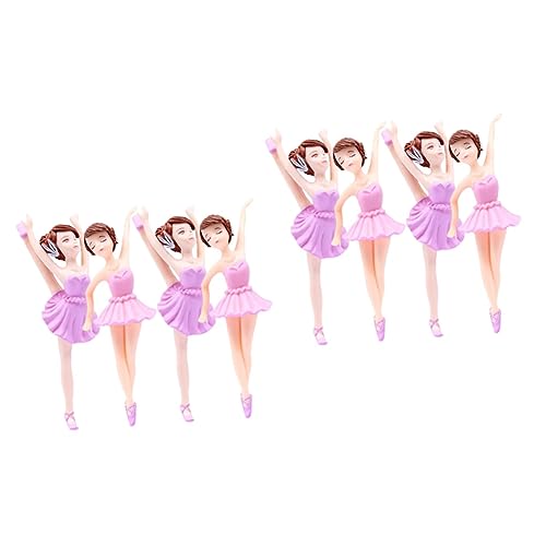 SHOWERORO 8 Stk Ballerina-Mädchen Backdekorationen Kuchendekoration für Mädchen Ballett Kuchendekorationen Dessert-Topper Cupcake-Topper für Mädchen Tanzraumfiguren dekorieren PVC Weiß von SHOWERORO