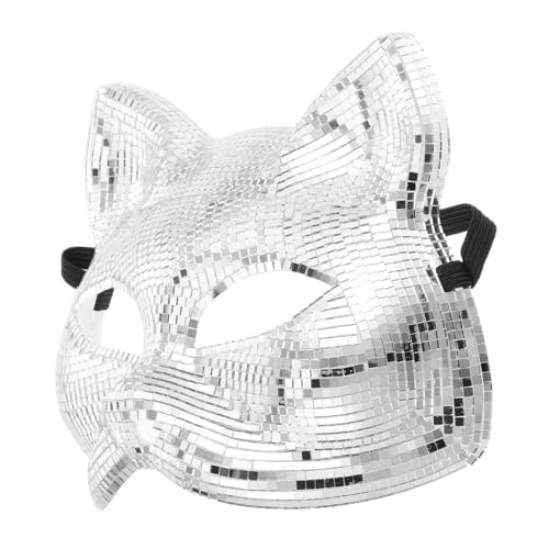 SHOWERORO Disco Katze Gesichtsmaske Halloween Kostüme Halloween Maske Weihnachts Gesichtsmaske Leuchtende Hasenmaske Hasen Gesichtsmaske Katzenmaske Für Frauen Disco Kugel Mit von SHOWERORO