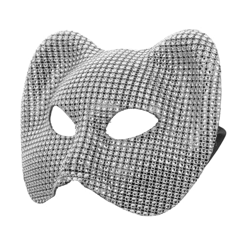 SHOWERORO Leopardenmaske Tier-maskerade-maske Halbmaske Masken-cosplay Cosplay-maske Halbpanther-maske Maskerade-maske Für Frauen Maske Halbes Gesicht Tiermaskerade Plastik Silver von SHOWERORO