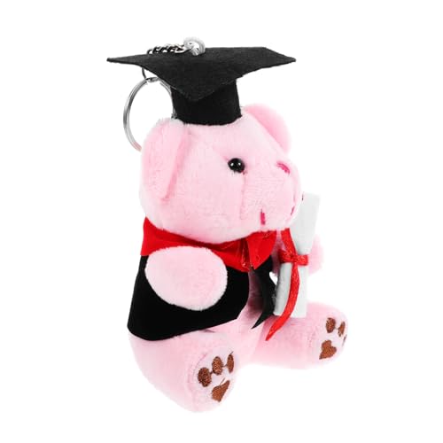 SHOWERORO Plüschtier-Anhänger cuddly toy little bear zum abi abschlussgeschenk soft toy Schlüsselanhänger mit ausgestopftem Bären Grad Bär Puppe Schlüsselanhänger PP Baumwolle Rosa von SHOWERORO