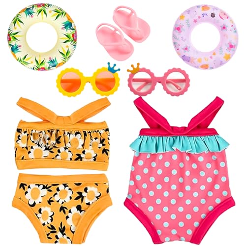Puppen Badeanzug Set,7 Teiliges Sommer Puppenzubehör Set mit Badeanzug,Schwimmring,Sonnenbrille und Flip Flops,Baby Puppenzubehör,Puppen Kleidung Outfits,für 35-45 cm New Baby Puppen Puppen Badeanzug Set,7 Teiliges Sommer Puppenzubehör Set mit Badeanzug,Schwimmring,Sonnenbrille und Flip Flops,Baby Puppenzubehör,Puppen Kleidung Outfits,für 35-45 cm New Baby Puppen von SHOWHEEL