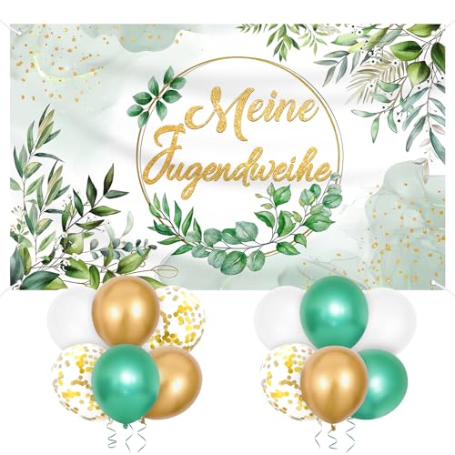 Consecration Decorative, Jugendweihe Deko Set, Happy Youth Consecration Banner 180 x 110 cm +12 pcs Jugendweihe Luftballon, Hanging Decoration for Boys Girls Adults Party Parties von SHOWHEEL