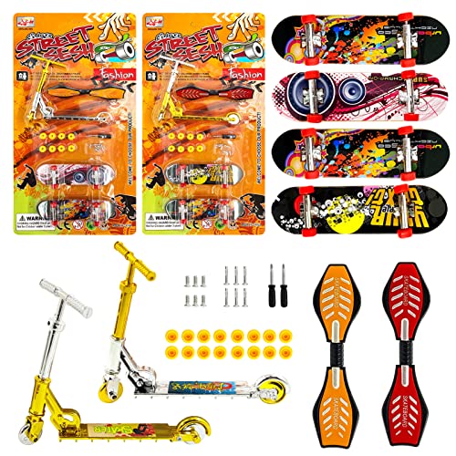 Finger Scooter Set,8Stk Mini Skateboard Set mit 30 Skateboard Zubehör,Finger Skateboard Training Requisiten Früherziehungsspielzeug für Kinder geeignet (Klage8) von SHOWHEEL