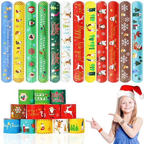 SHOWHEEL 36 Stück Weihnachten Schnapparmband,Weihnachten Snap Armbänder,Bunte Schnapparmbänder,Christmas Partyzubehör,Slap Bands Weihnachten Party Mitgebsel,Slap Armband zum Kindergeburtstag Party von SHOWHEEL