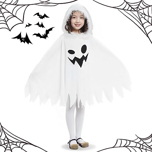 SHOWHEEL Kinder Gespenst Umhang mit Kapuze, Kinder Halloween Kostüm Geist Umhang, Halloween Kostüm Damen, Gespenst Kostüm, Halloween Geist Cape für Jungen und Mädchen, 75 (Stil-1) von SHOWHEEL