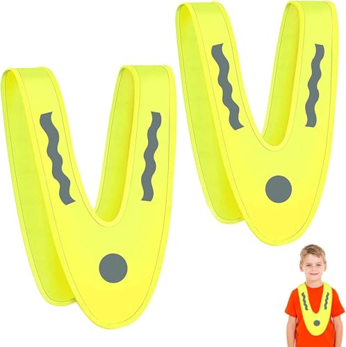 SHOWHEEL Leichte Warnwesten Kinder, 2PCS V-Form Signalkragen,Reflektorweste Kinder,Sicherheitsweste für Kinder,Warnschutzweste Kinder, Zur Sicherheit der Kinder-Waschbar Kostüm Zubehör von SHOWHEEL