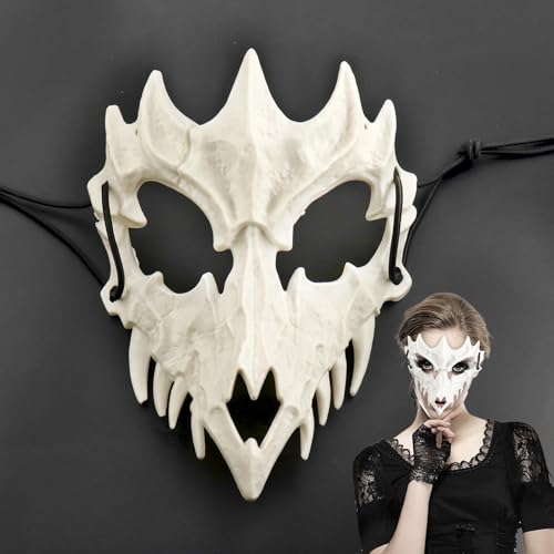 SHOWHEEL Tier Cosplay Skelettschädel,Halloween Cosplay Harz Maske,Totenkopf Maske,Halloween Maske Skelett kinnlos,Halloween Skelett Halbmaske,Cosplay Dekorative Halloween von SHOWHEEL