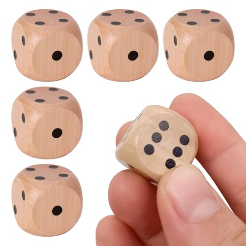 5 Stück Spiel Würfel Holz,Holzwürfel Groß,Spielwürfel Holz Würfel,Großer Würfel,Cube Dice,Große Würfel von SHPUJUN