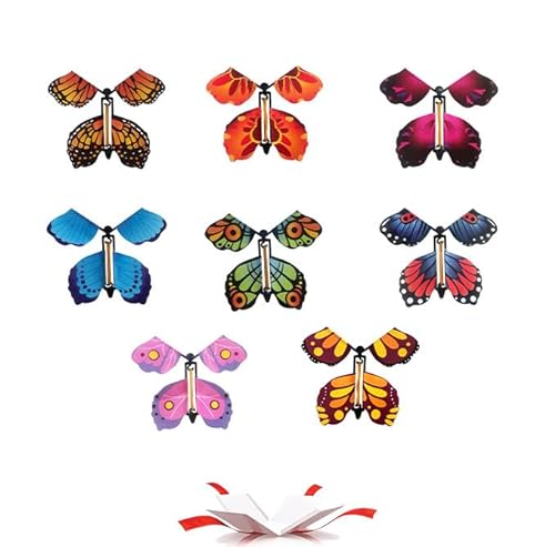 8 Stück Fliegende Schmetterlinge,Magische Flying Schmetterlingen Spielzeug Kinder Geburtstag überraschung Geschenk,Gummibänder Fliegender Schmetterling Für Hochzeit Deko,Kindergeburtstag Etc(8 Farben) von SHPUJUN