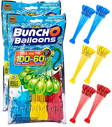 SHS-Yard ZURU Bunch O Balloons - 210 Stück / 100 in 60 Sekunden/selbstschließend/WASSERBALLONS / 6 Bündel á 35 Wasserbomben/Water Balloons Seal/SELF Seal/Mixed von SHS-Yard