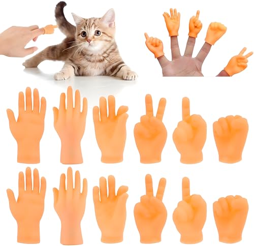 SHSHbuy Kleine Hände Fingerpuppe Set,12 Stück Mini Fingerpuppen Tiny Hands Mini Hände Gummi Lustige Minihände,Finger Puppets Streichspielzeug für Haustier Katzen Kinder Spiele Party von SHSHbuy