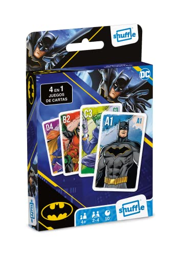 Shuffle Batman Spielkarten für Kinder, 4 Spiele in 1, illustrierte Spielkarten mit Marvel Comic Charakter, spanische Version von Shuffle