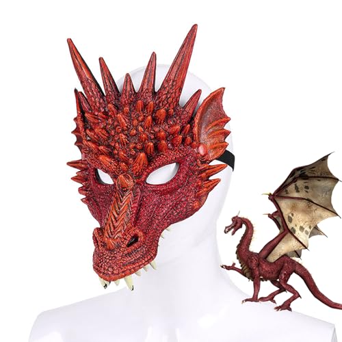 SHZMJL Schädelmaske mit beweglichem Kiefer,3D Drachenmaske für Erwachsene Party Cosplay,Gruselige Tiergesichtsmasken Halloween Party Kostüm Cosplay (3D Drache) von SHZMJL