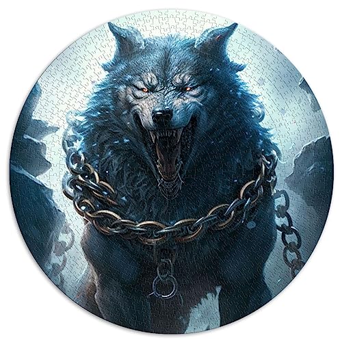 1000 Teile Puzzle Fenrir Der mythische Wolf Kreative runde Puzzles Geeignet für Erwachsene und Kinder ab 12 Jahren Papppuzzles Lernspiel Herausforderungsspielzeug Größe: 67,5 x 67,5 von SIBREA